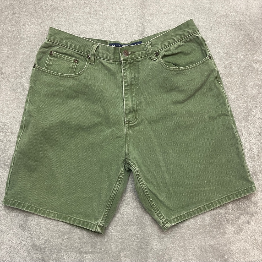 Vintage Basic 955 Shorts Women 34 High Rise Mom Relaxed Fit 90s Green Denim